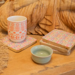 Set of 4 Square Coasters – Pretty Floral | www.artisangoods.co.uk 3