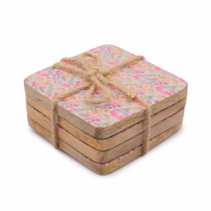 Set of 4 Square Coasters – Pretty Floral | www.artisangoods.co.uk
