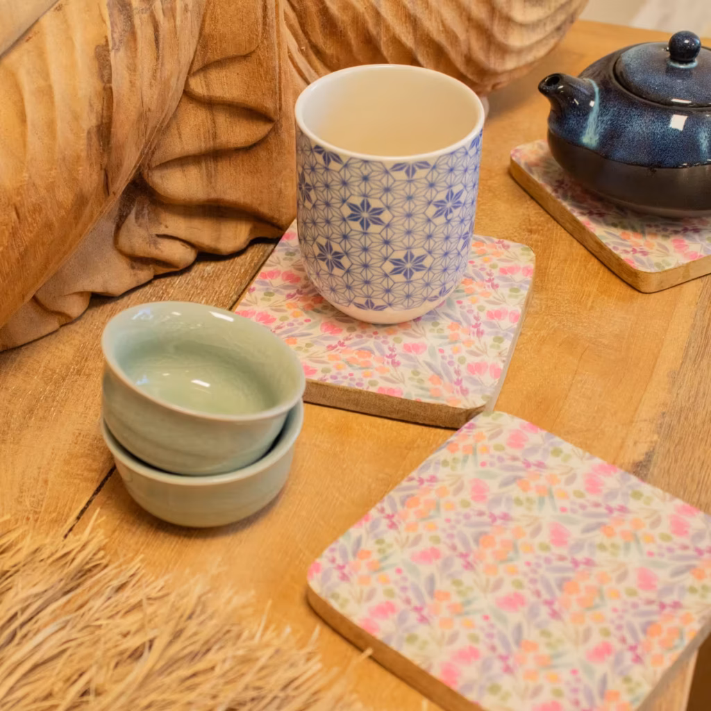 Set of 4 Square Coasters – Pretty Floral | www.artisangoods.co.uk 6