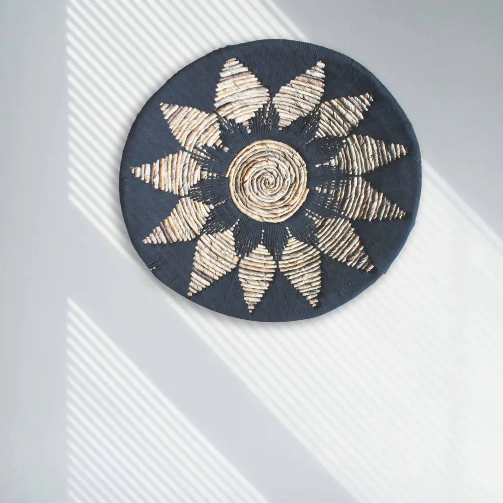 Set of Three Seagrass Bowls Wall Art – Black | www.artisangoods.co.uk 4