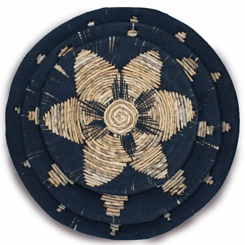 Set of Three Seagrass Bowls Wall Art – Black | www.artisangoods.co.uk