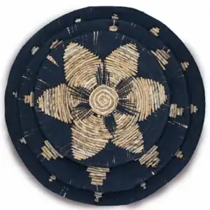Set of Three Seagrass Bowls Wall Art – Black | www.artisangoods.co.uk 1