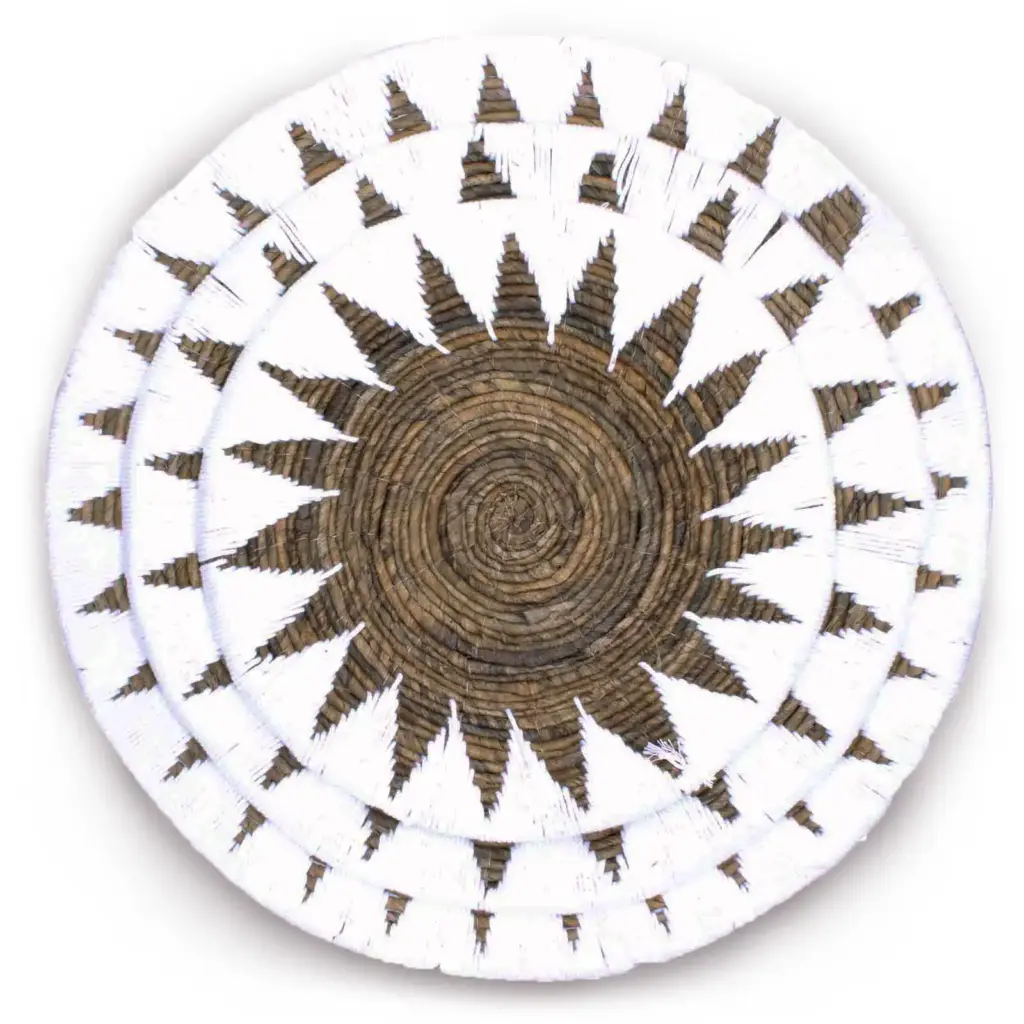 Set of Three Seagrass Bowls Wall Art – Cream | www.artisangoods.co.uk