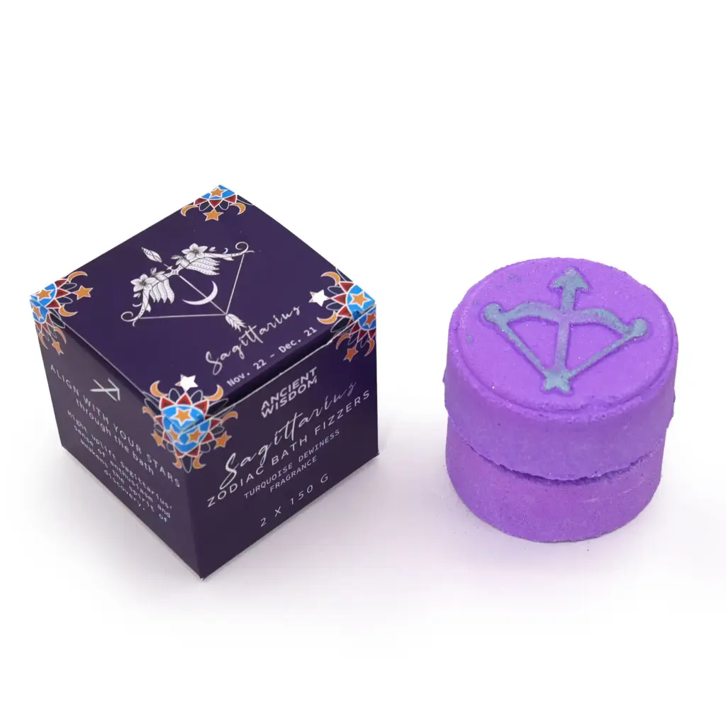 Set of Zodiac Bath Fizzers with Horoscope – Sagittarius | www.artisangoods.co.uk