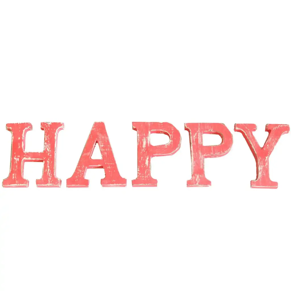 Shabby Chic Letters Red Wash  – HAPPY | www.artisangoods.co.uk 3