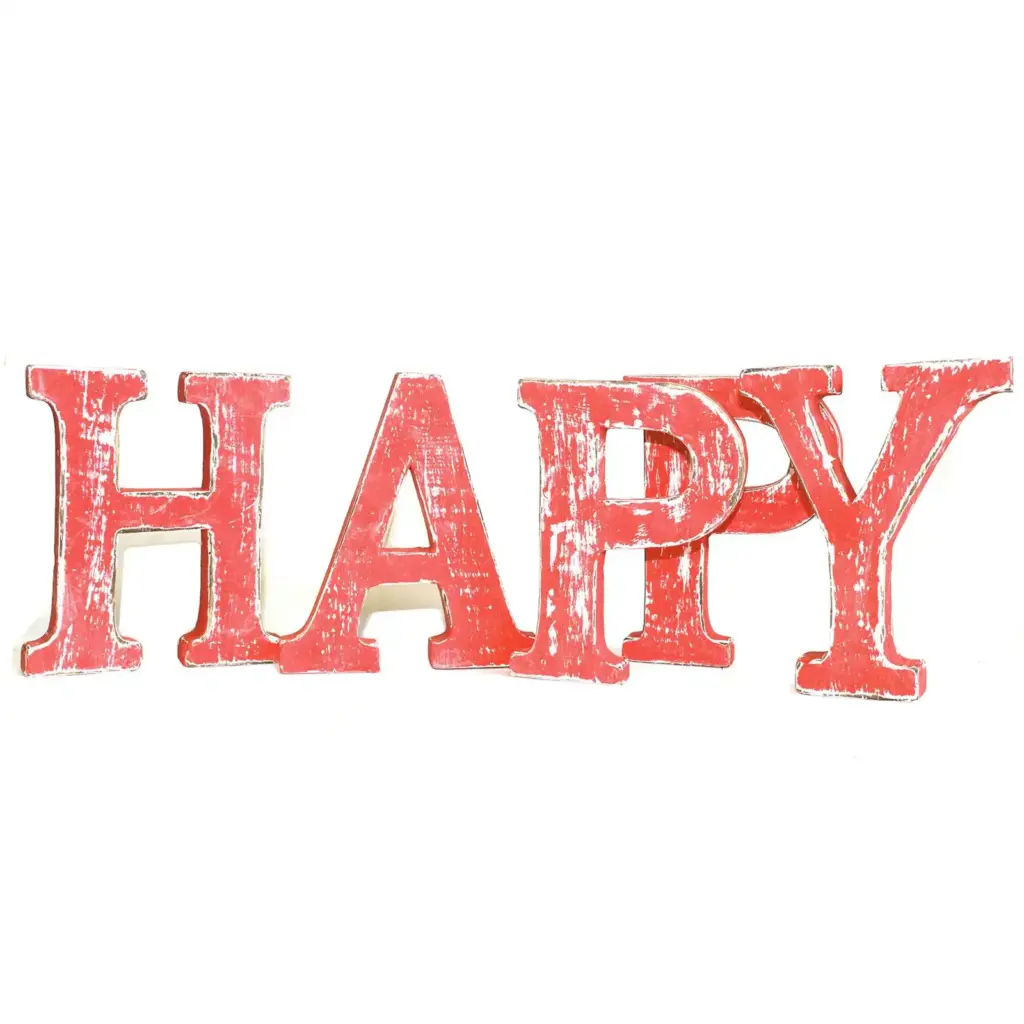 Shabby Chic Letters Red Wash  – HAPPY | www.artisangoods.co.uk 2