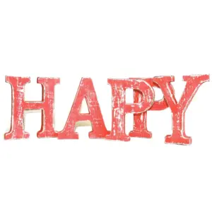 Shabby Chic Letters Red Wash  – HAPPY | www.artisangoods.co.uk 2