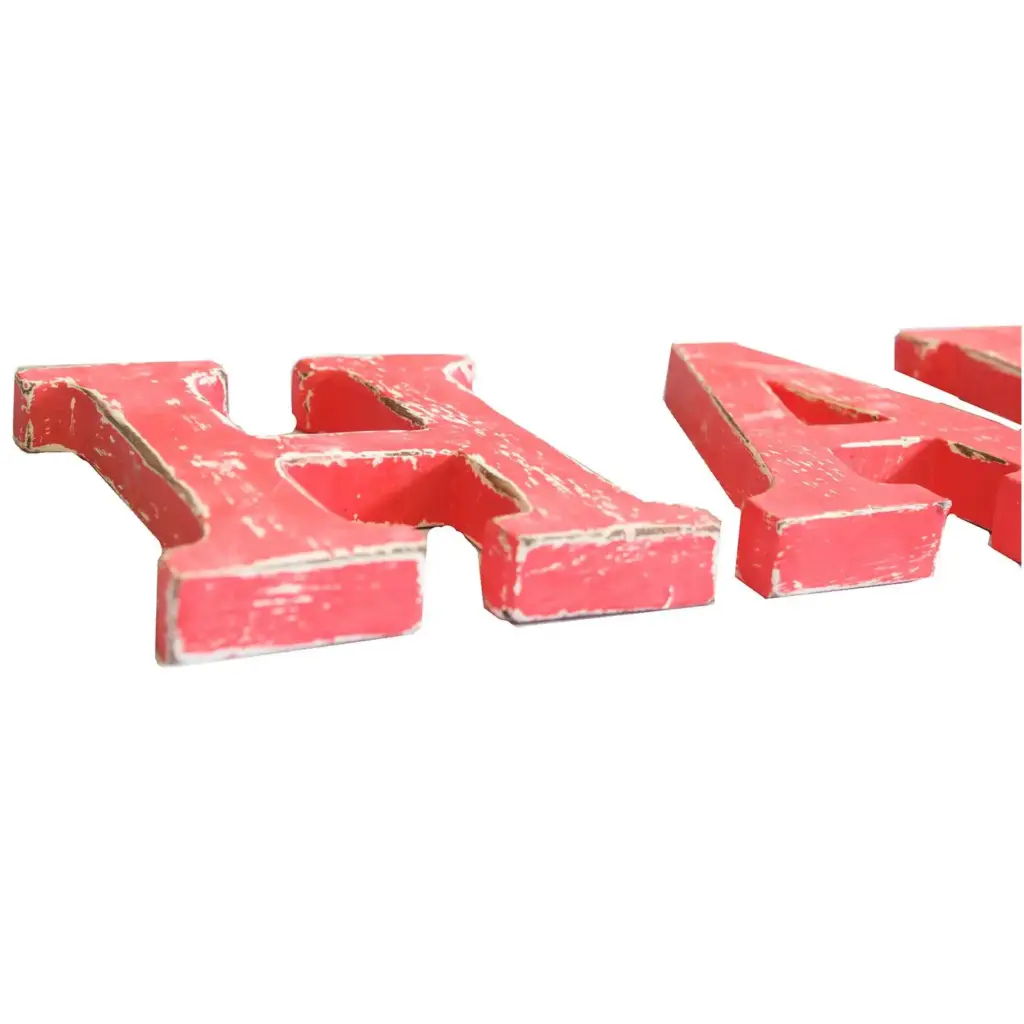 Shabby Chic Letters Red Wash  – HAPPY | www.artisangoods.co.uk