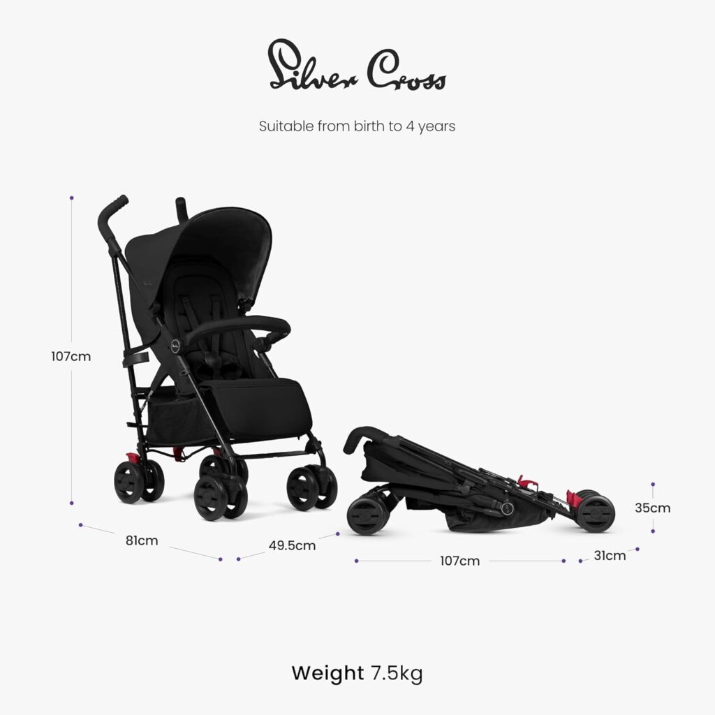Silver Cross Pop Pushchair - Foldable Travel Stroller - Space