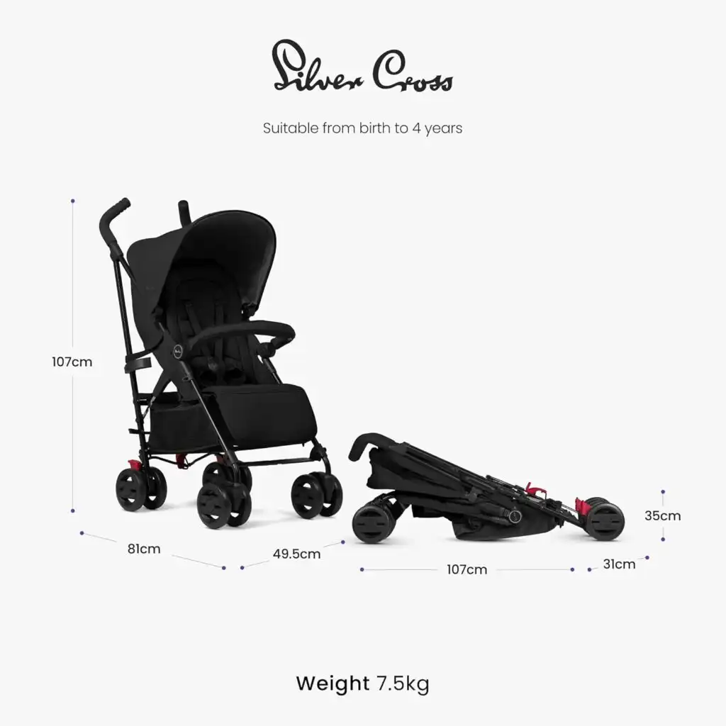 Silver Cross Pop Pushchair - Foldable Travel Stroller - Space