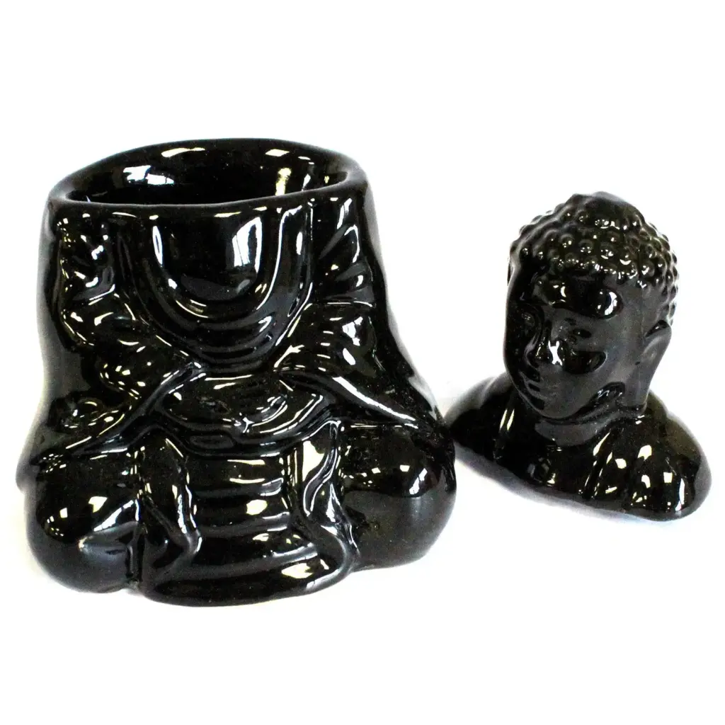 Sitting Buddha Oil Burner – Black | www.artisangoods.co.uk 2