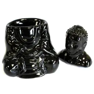 Sitting Buddha Oil Burner – Black | www.artisangoods.co.uk 2