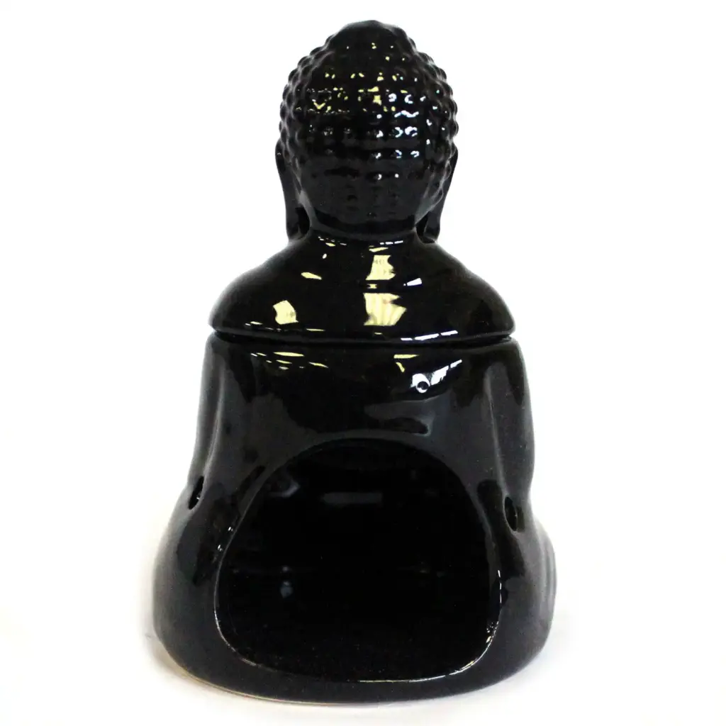 Sitting Buddha Oil Burner – Black | www.artisangoods.co.uk