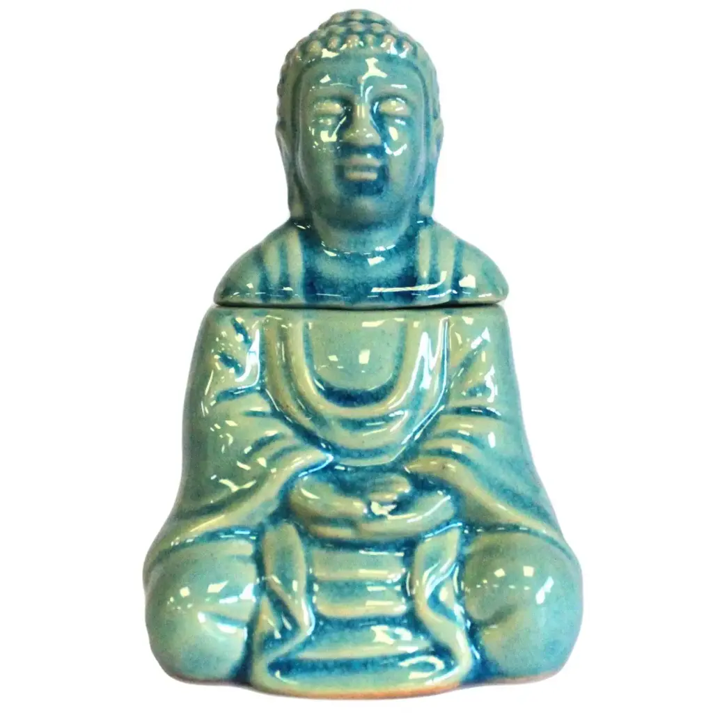 Sitting Buddha Oil Burner – Blue | www.artisangoods.co.uk 2
