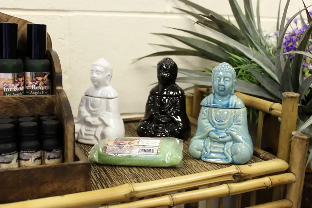 Sitting Buddha Oil Burner – Blue | www.artisangoods.co.uk