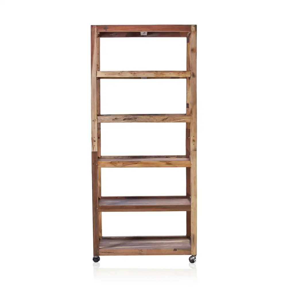 Six Shelf Display with Casters – Recycled Wood | www.artisangoods.co.uk 3