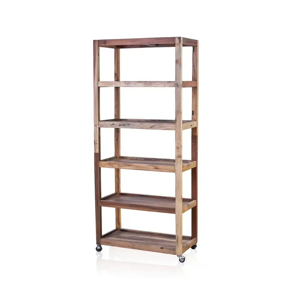 Six Shelf Display with Casters – Recycled Wood | www.artisangoods.co.uk
