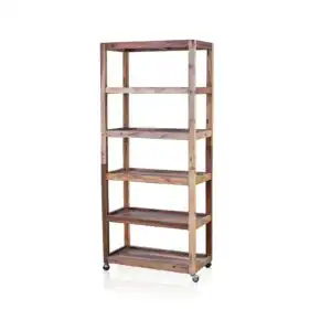 Six Shelf Display with Casters – Recycled Wood | www.artisangoods.co.uk 1