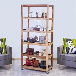 Six Shelf Display with Casters – Recycled Wood | www.artisangoods.co.uk 5