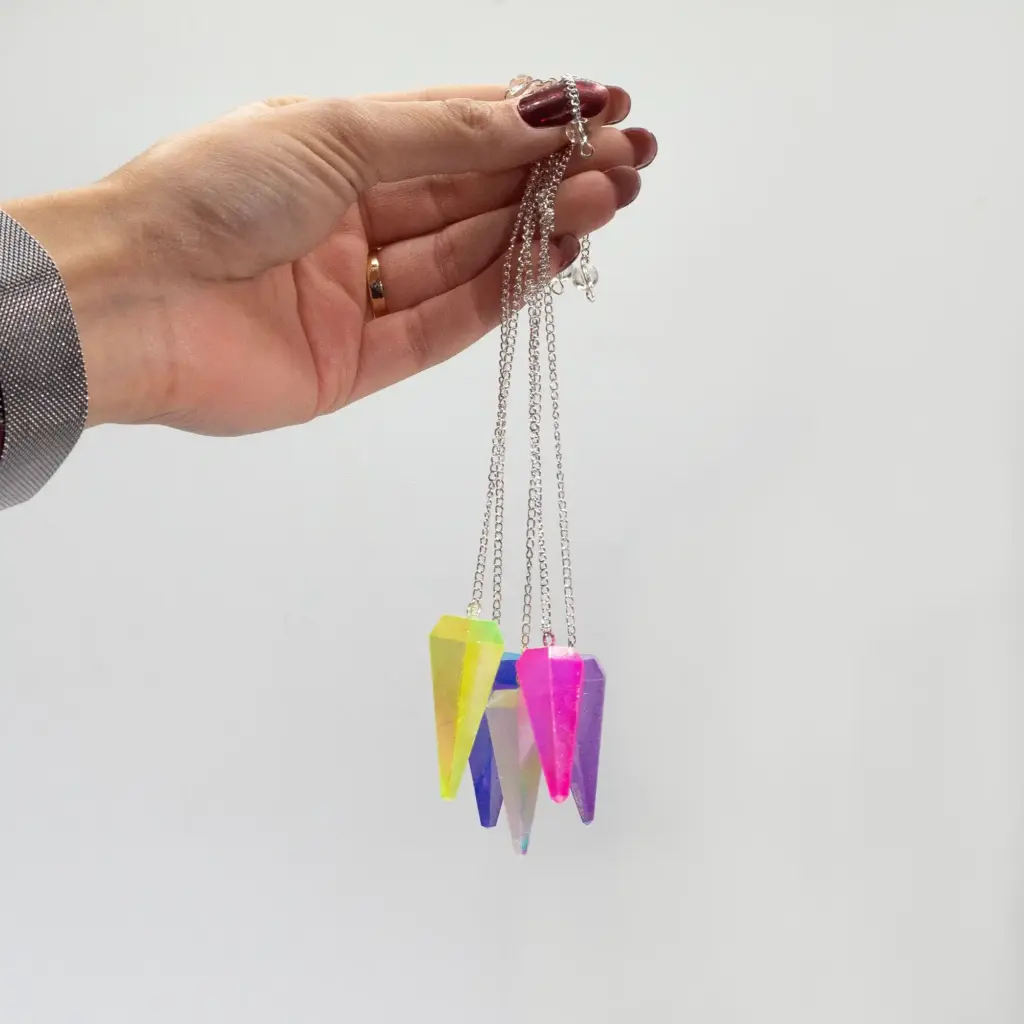 Six Sided Pendulum – Aurora Crysta Angel White – 4cm | www.artisangoods.co.uk