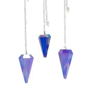 Six Sided Pendulum – Aurora Crystal Blue – 4cm | www.artisangoods.co.uk 1