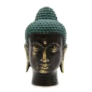 Small Antique Brass Buddha Head | www.artisangoods.co.uk 1
