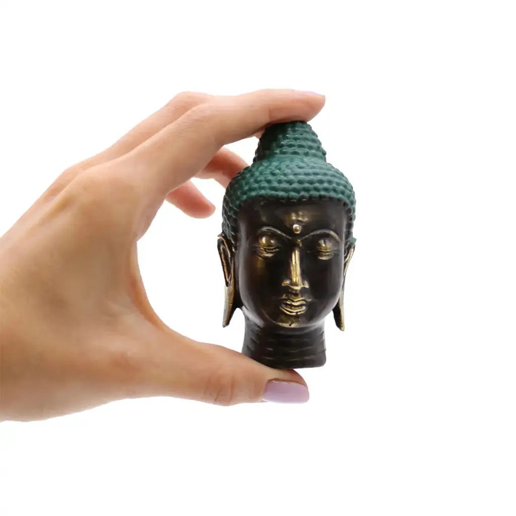 Small Antique Brass Buddha Head | www.artisangoods.co.uk 2