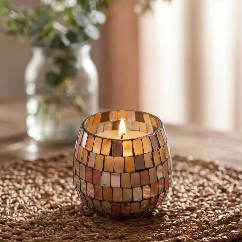 Small Glass Jar Candles – Amber Mosaic | www.artisangoods.co.uk 2