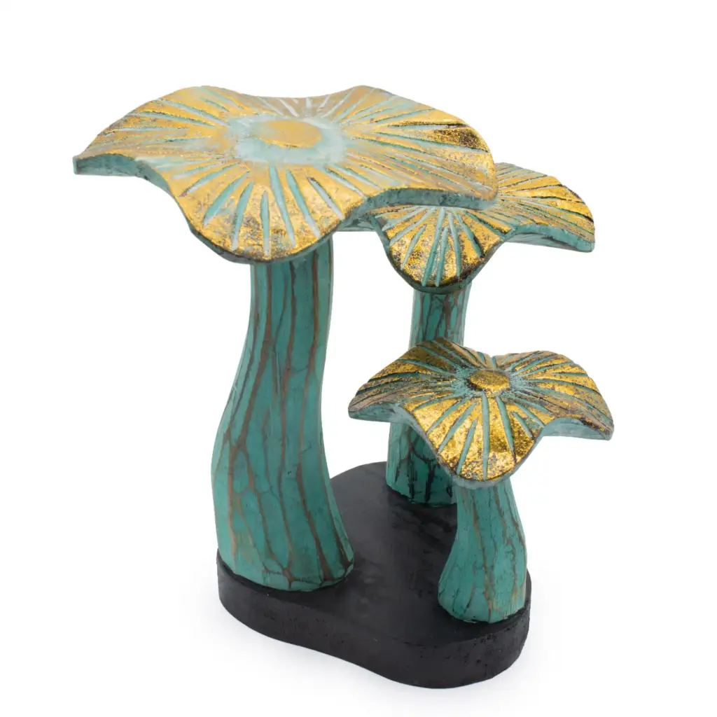 Small Golden Mushroom Art – 20cm – Greenwash | www.artisangoods.co.uk Small Golden Mushroom Art – 20cm – Greenwash | www.artisangoods.co.uk