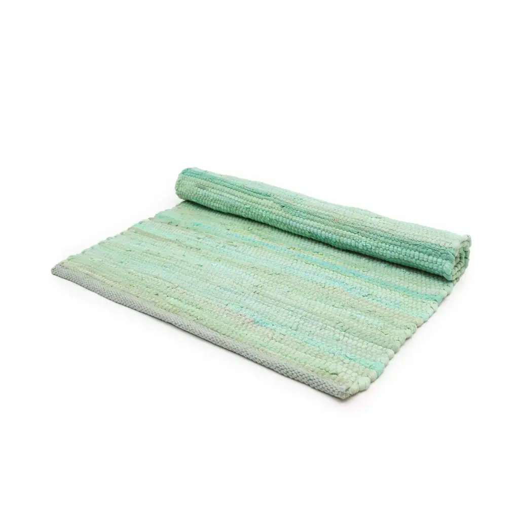 Small Indian Handloom Cotton Rug – Aqua | www.artisangoods.co.uk
