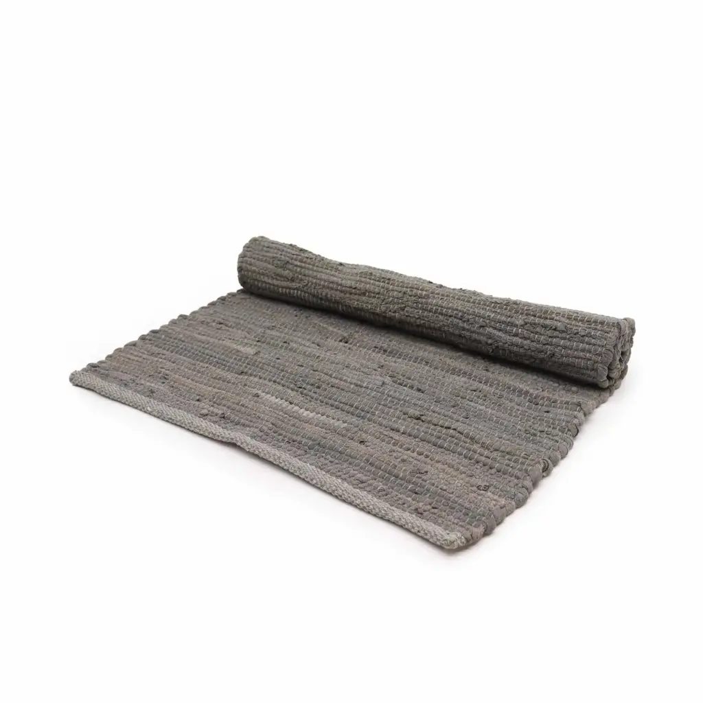 Small Indian Handloom Cotton Rug – Charcoal | www.artisangoods.co.uk