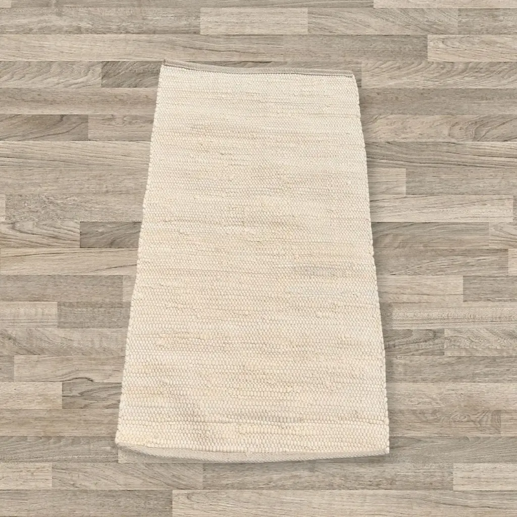 Small Indian Handloom Cotton Rug – Cream | www.artisangoods.co.uk