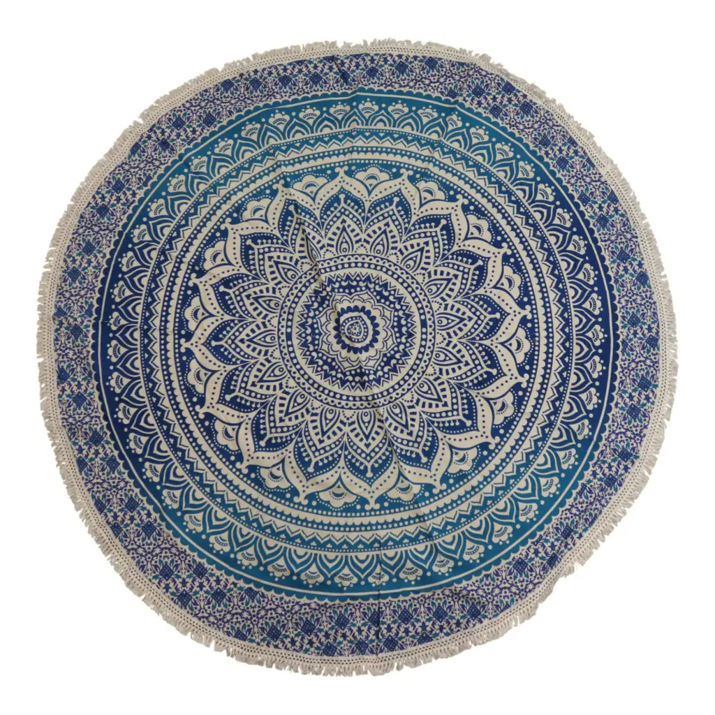 Small Mandala Roundie Cotton Art (130cm) – Classic Blue | www.artisangoods.co.uk