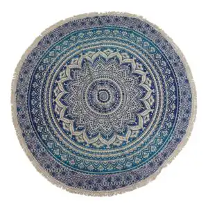 Small Mandala Roundie Cotton Art (130cm) – Classic Blue | www.artisangoods.co.uk 1