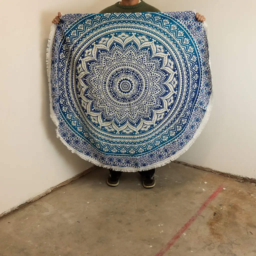 Small Mandala Roundie Cotton Art (130cm) – Classic Blue | www.artisangoods.co.uk 2 Small Mandala Roundie Cotton Art (130cm) – Classic Blue | www.artisangoods.co.uk 2