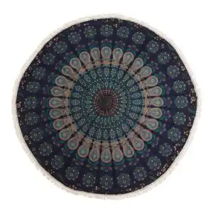 Small Mandala Roundie Cotton Art (130cm) – Peacock Blues | www.artisangoods.co.uk 1