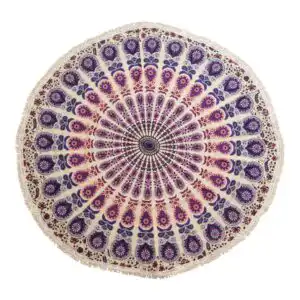 Small Mandala Roundie Cotton Art (130cm) – Peacock Purples | www.artisangoods.co.uk 1