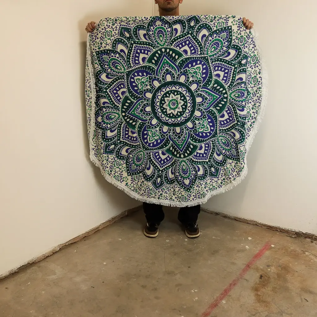 Small Mandala Roundie Cotton Art (130cm) – Teal & Blue | www.artisangoods.co.uk 2 Small Mandala Roundie Cotton Art (130cm) – Teal & Blue | www.artisangoods.co.uk 2