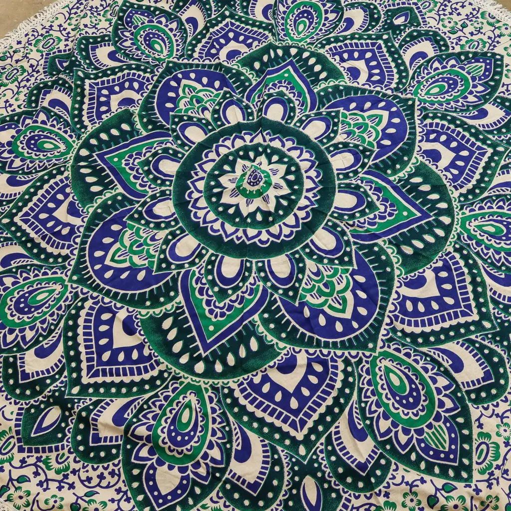 Small Mandala Roundie Cotton Art (130cm) – Teal & Blue | www.artisangoods.co.uk 3 Small Mandala Roundie Cotton Art (130cm) – Teal & Blue | www.artisangoods.co.uk 3