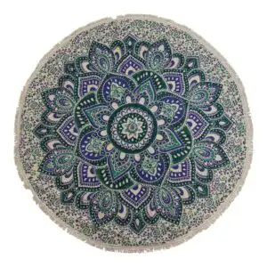 Small Mandala Roundie Cotton Art (130cm) – Teal & Blue | www.artisangoods.co.uk 1