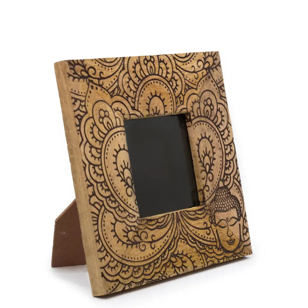 Small Mango Wood Picture Framel (for 10x15cm) 20x20x2cm – Buddha – Black | www.artisangoods.co.uk