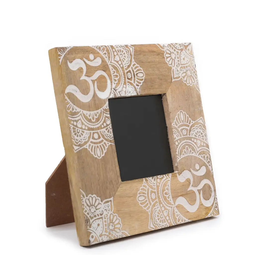 Small Mango Wood Picture Framel (for 10x15cm) 20x20x2cm – Mandala – White | www.artisangoods.co.uk