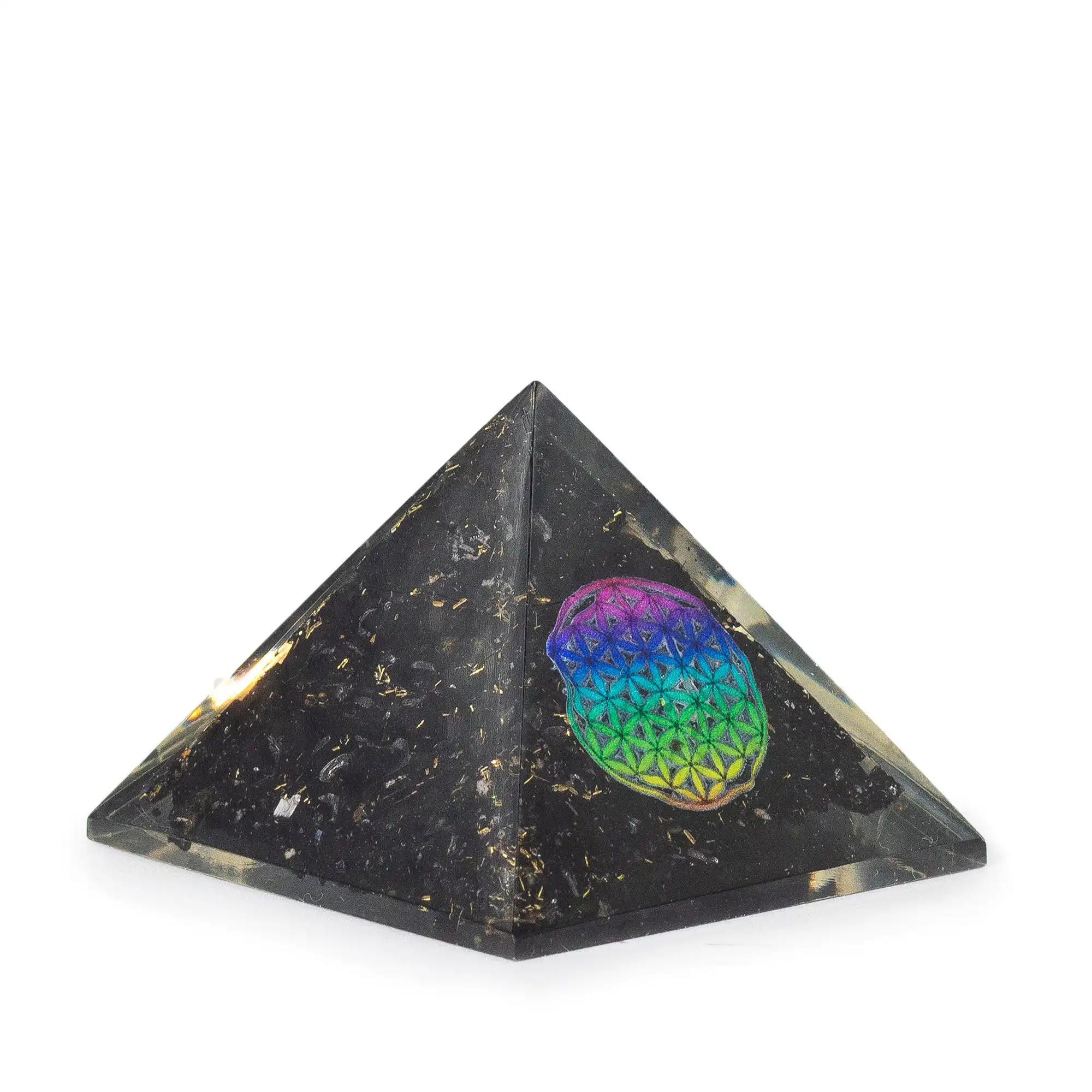 Small Organite Pryamids 5.5×4.5cm – Flower of Life – Black Tormaline Chips | www.artisangoods.co.uk 3 Small Organite Pryamids 5.5×4.5cm – Flower of Life – Black Tormaline Chips | www.artisangoods.co.uk 2