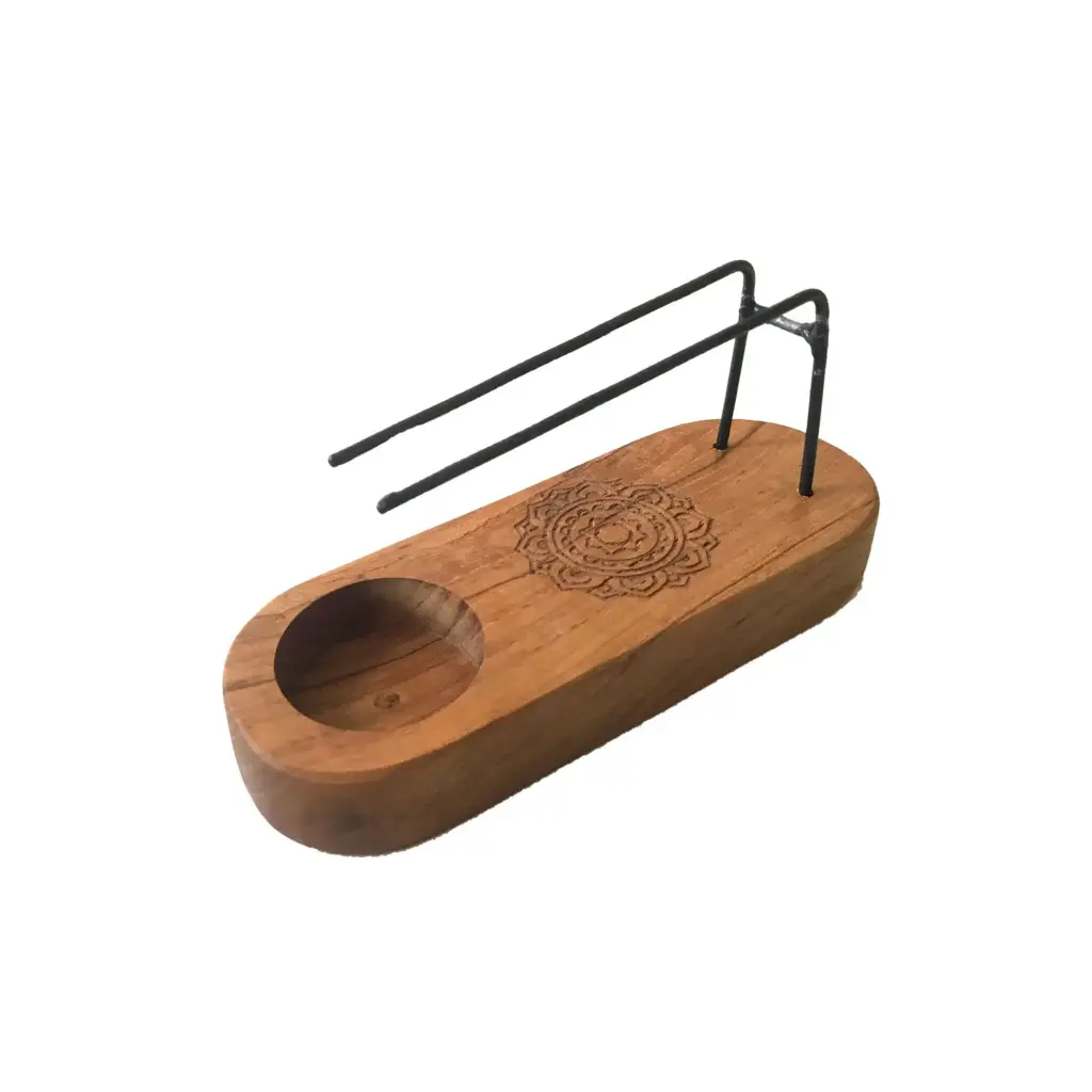 Small Palo Santo Heater – Teak Wood – Mandala Design | www.artisangoods.co.uk
