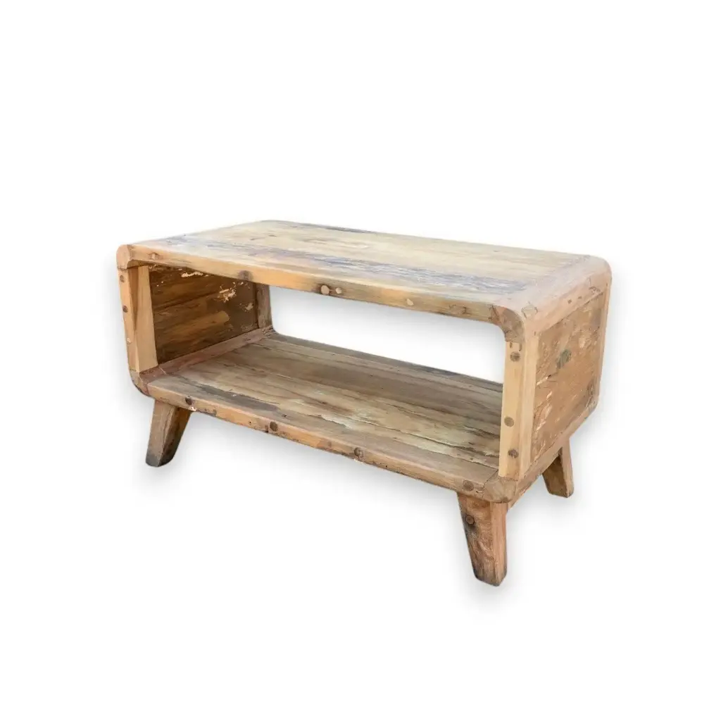 Small Rounded Coffee Table – Recycled Wood | www.artisangoods.co.uk 2