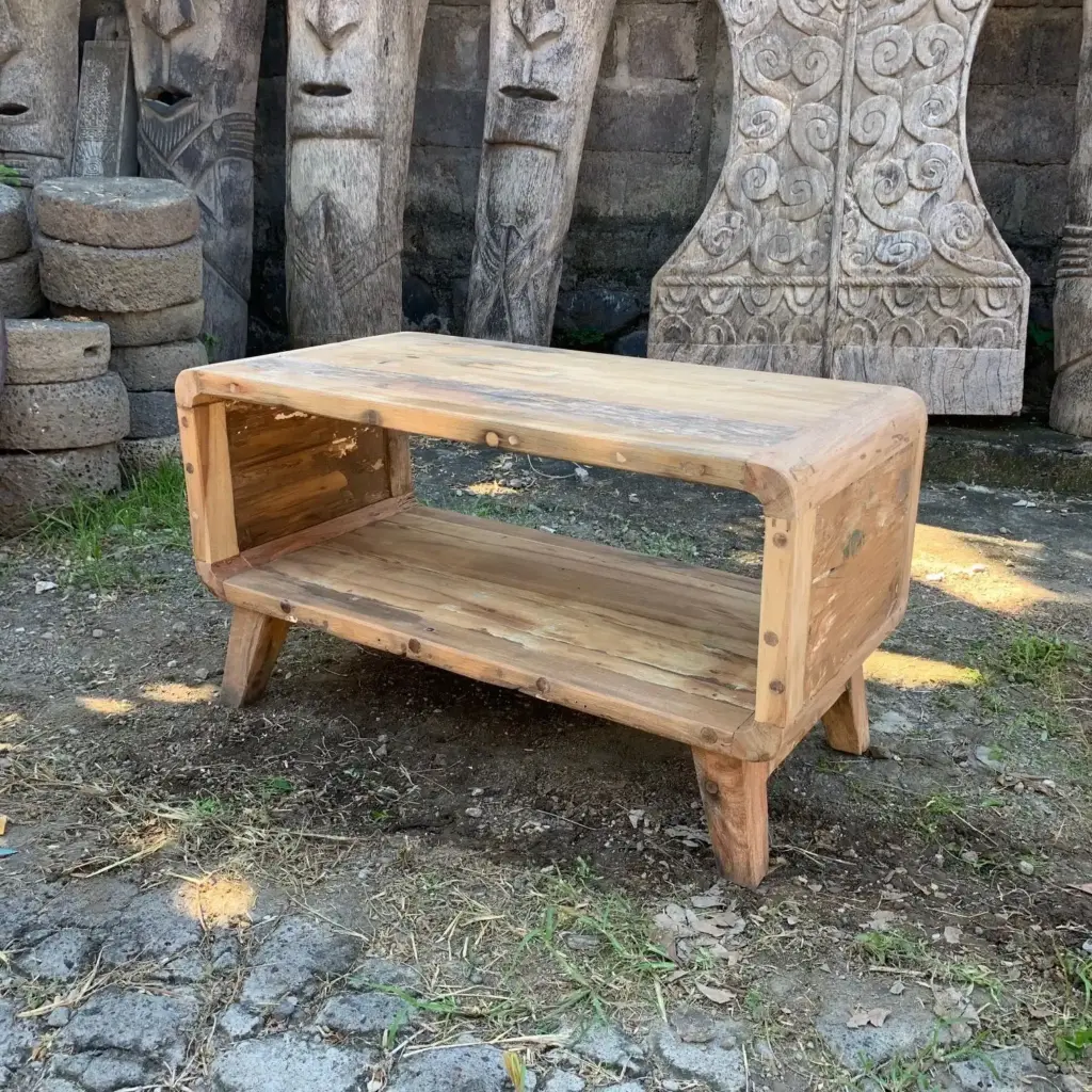Small Rounded Coffee Table – Recycled Wood | www.artisangoods.co.uk