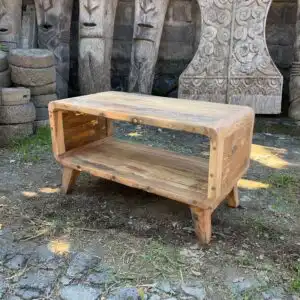 Small Rounded Coffee Table – Recycled Wood | www.artisangoods.co.uk 1