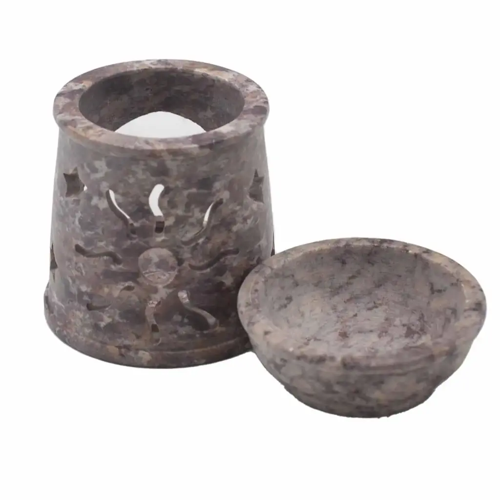 Small Soapstone Oil Burner 8cm – Sun & Stars | www.artisangoods.co.uk 2 Small Soapstone Oil Burner 8cm – Sun & Stars | www.artisangoods.co.uk 2