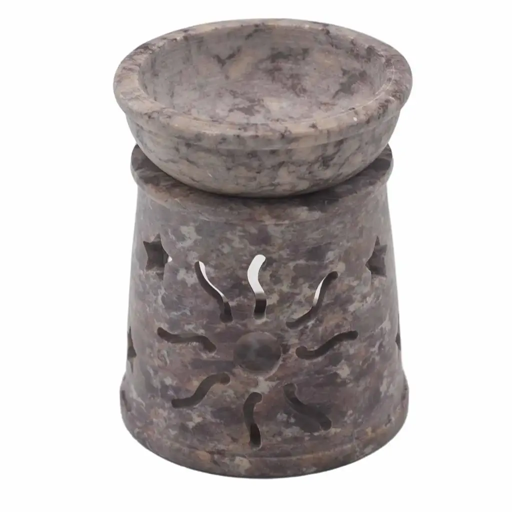 Small Soapstone Oil Burner 8cm – Sun & Stars | www.artisangoods.co.uk