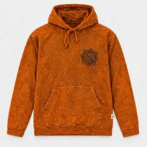 Small Stone Washed Hoody Shirt Kangaroo Pocket - Burnt Orange